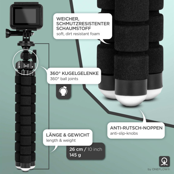 ONEFLOW Tripod Handy Stativ mit flexiblen Beinen bis 1,6 kg – Octopod – Weiteres Produktbild 3