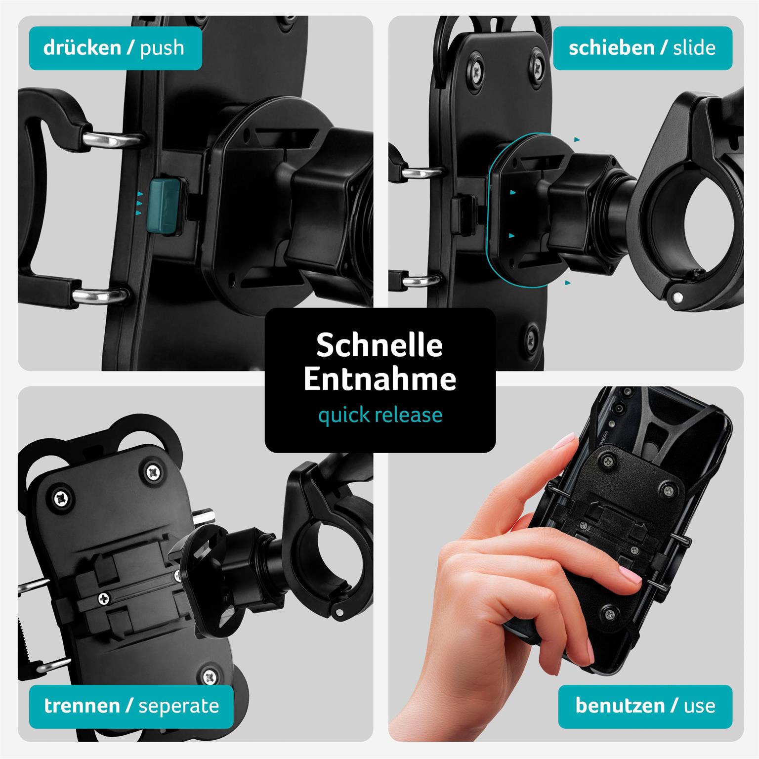 ONEFLOW Fahrrad-Handyhalterung mit Schnellverriegelung – RockSup QR – Weiteres Produktbild 6