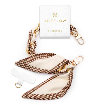 ONEFLOW CHAINLESS Silk Liaison Universeller Handyanhänger mit eingeflochtenem Seidentuch – Old Money