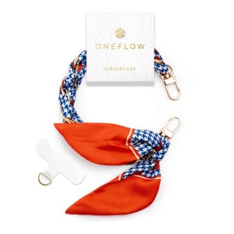 ONEFLOW CHAINLESS Silk Liaison Universeller Handyanhänger mit eingeflochtenem Seidentuch – Riviera Édition ONEFLOW CHAINLESS Silk Liaison Universeller Handyanhänger mit eingeflochtenem Seidentuch – Riviera Édition