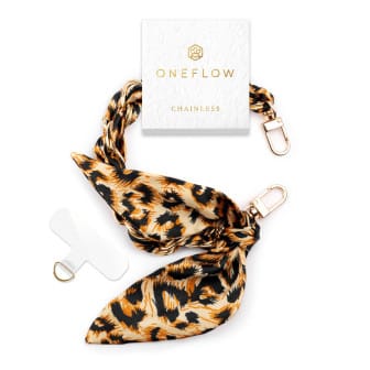ONEFLOW CHAINLESS Silk Liaison Universeller Handyanhänger mit eingeflochtenem Seidentuch – Leopard Luxe ONEFLOW CHAINLESS Silk Liaison Universeller Handyanhänger mit eingeflochtenem Seidentuch – Leopard Luxe