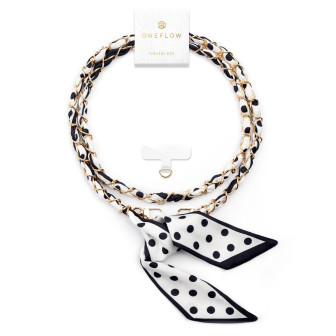 ONEFLOW CHAINLESS Silk Liaison Universelle Handykette mit eingeflochtenem Seidentuch – Dot Noir