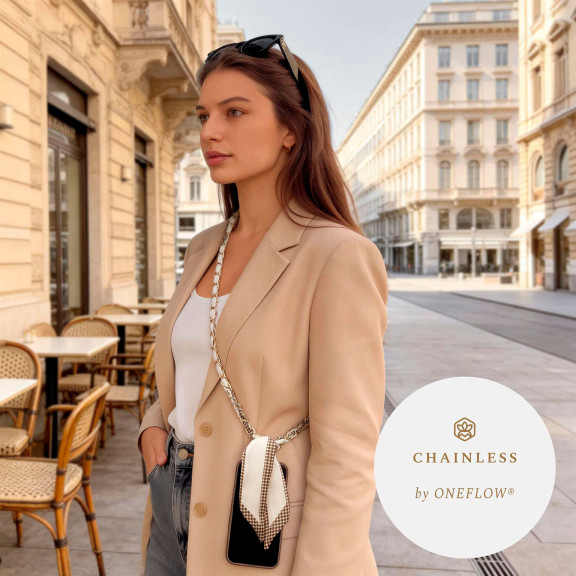 ONEFLOW CHAINLESS Silk Liaison Universelle Handykette mit eingeflochtenem Seidentuch – Weiteres Produktbild 2 ONEFLOW CHAINLESS Silk Liaison Universelle Handykette mit eingeflochtenem Seidentuch – Weiteres Produktbild 2 – Bildelemente teilweise mit Hilfe von KI modifiziert