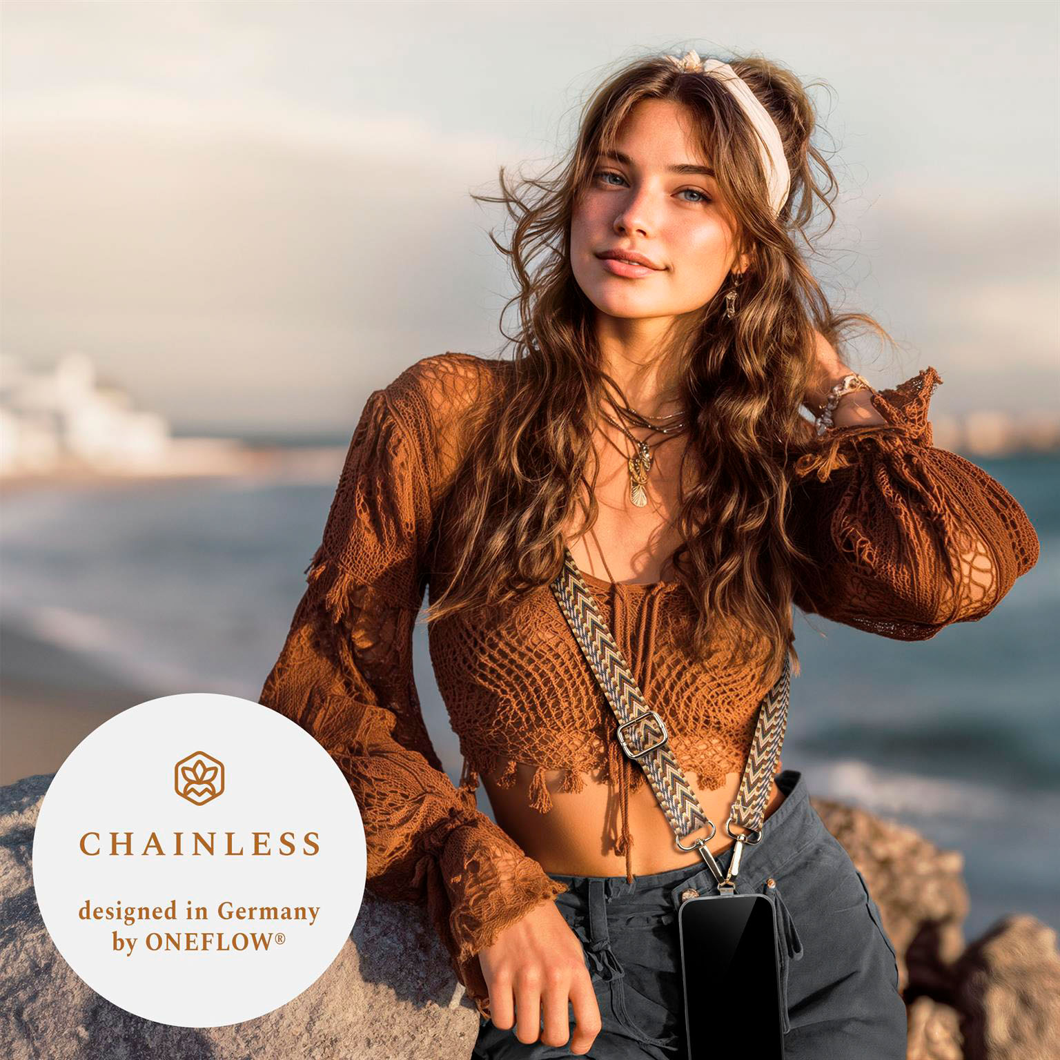 ONEFLOW Universal Handykette mit Einleger Pad – CHAINLESS Sunset Strap – Weiteres Produktbild 3 ONEFLOW Universal Handykette mit Einleger Pad – CHAINLESS Sunset Strap – Weiteres Produktbild 3