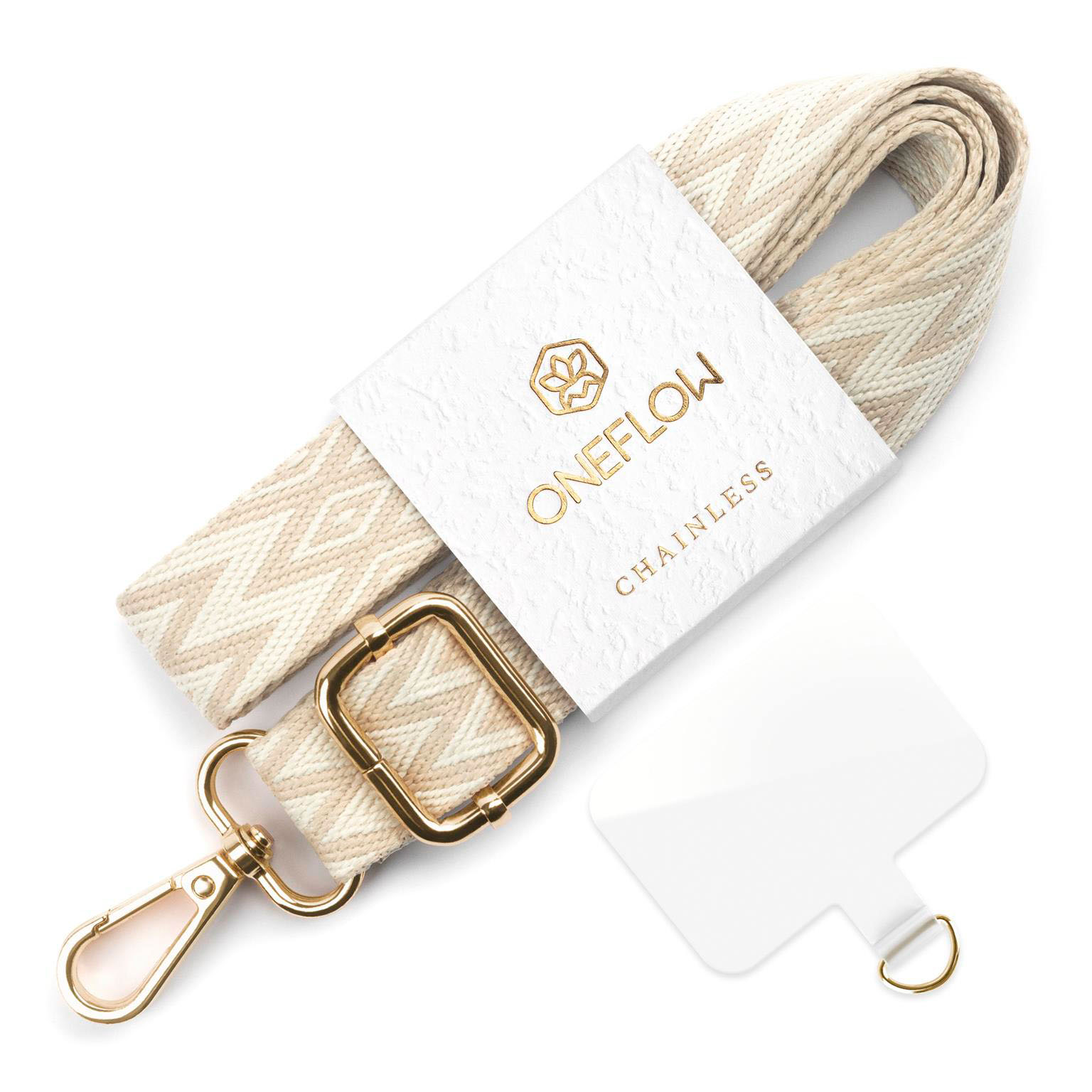 ONEFLOW Universal Handykette mit Einleger Pad – CHAINLESS Sunset Strap – Vanilla Sky