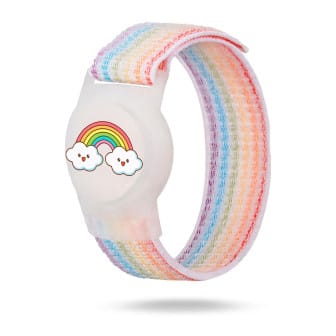 moex AirTag Tracker Armband für Kinder, Halterung am Handgelenk für Reisen und Ausflüge – Taggy – Regenbogen, Weiß moex AirTag Tracker Armband für Kinder, Halterung am Handgelenk für Reisen und Ausflüge – Taggy – Regenbogen, Weiß