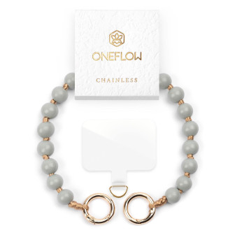 ONEFLOW Holzperlen Handyanhänger Universal – Chainless Terra Chain – Stone Taupe