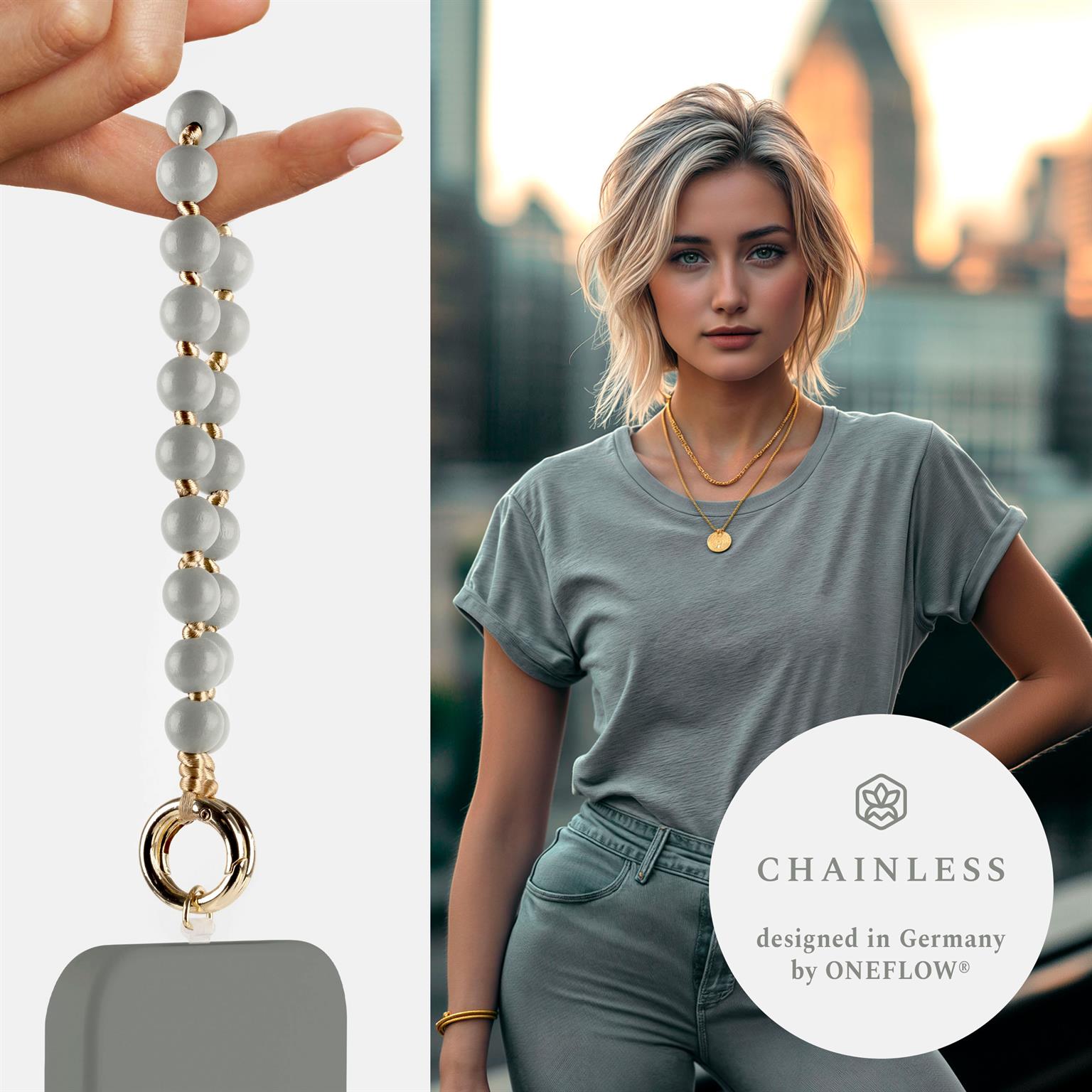 ONEFLOW Holzperlen Handyanhänger Universal – Chainless Terra Chain – Weiteres Produktbild 2