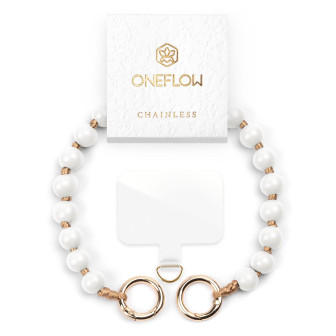 ONEFLOW Holzperlen Handyanhänger Universal – Chainless Terra Chain – Pure White