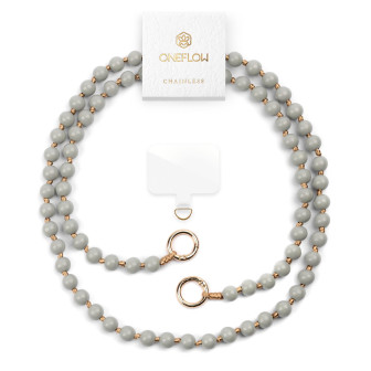 ONEFLOW Universal Handykette Holzperlen abnehmbar – Chainless Terra Chain – Stone Taupe