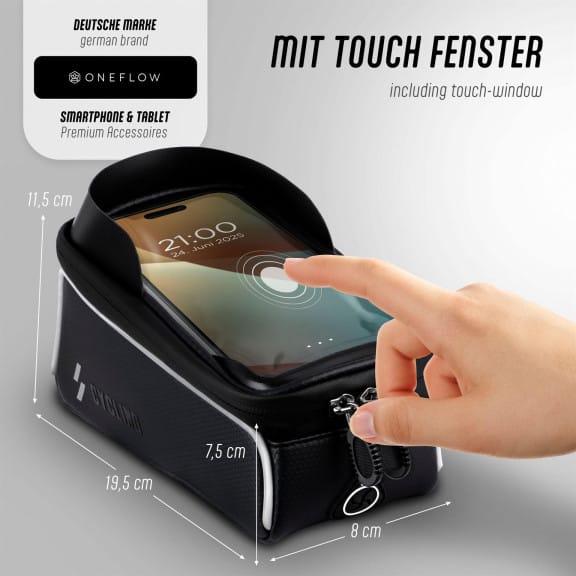 ONEFLOW Rahmentasche Fahrrad Wasserdicht mit Handy Fach – Tour – Weiteres Produktbild 3 ONEFLOW Rahmentasche Fahrrad Wasserdicht mit Handy Fach – Tour – Weiteres Produktbild 3