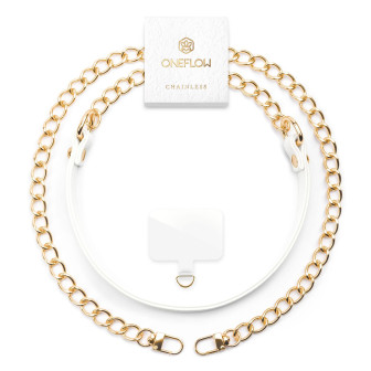 ONEFLOW Universal Handykette Edelstahl Leder Optik – CHAINLESS Vogue Chain – Weiß