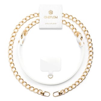 ONEFLOW Universal Handykette Edelstahl Leder Optik – CHAINLESS Vogue Chain – Weiß ONEFLOW Universal Handykette Edelstahl Leder Optik – CHAINLESS Vogue Chain – Weiß