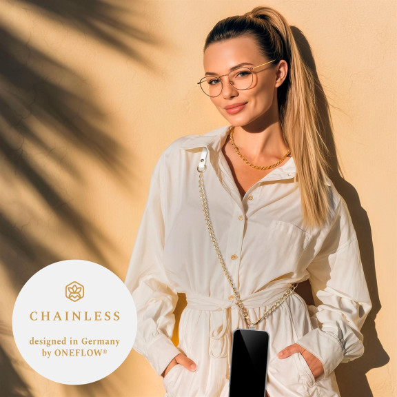 ONEFLOW Universal Handykette Edelstahl Leder Optik – CHAINLESS Vogue Chain – Weiteres Produktbild 3